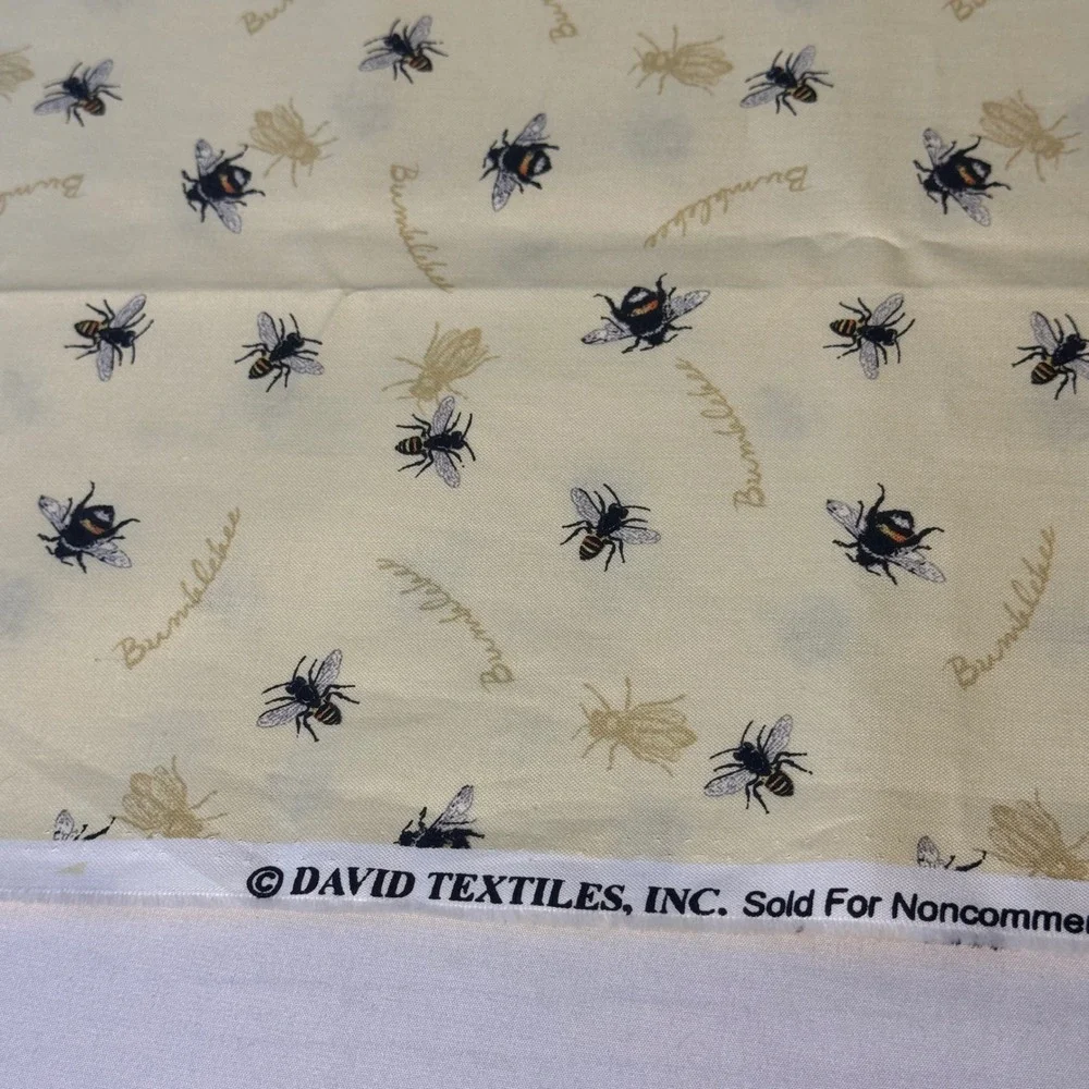 David Textiles Bumblebee Fabric Crafting 36x41 Cream Bee Print Cotton
